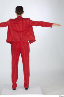  Cynthia black flat ballerina shoes dressed formal red striped suit standing t pose t-pose whole body 0005.jpg